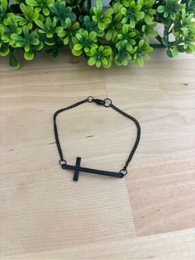 Minimalist Black Cross Bracelet - Women Jewelry